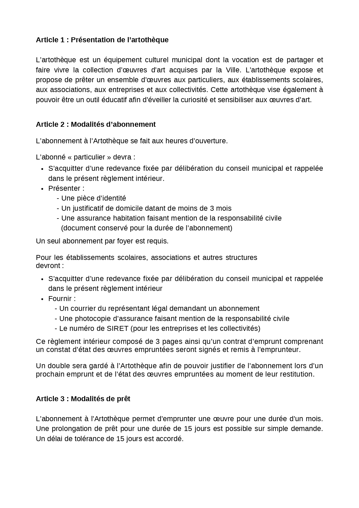Règlement intérieur Artothèque page 0002